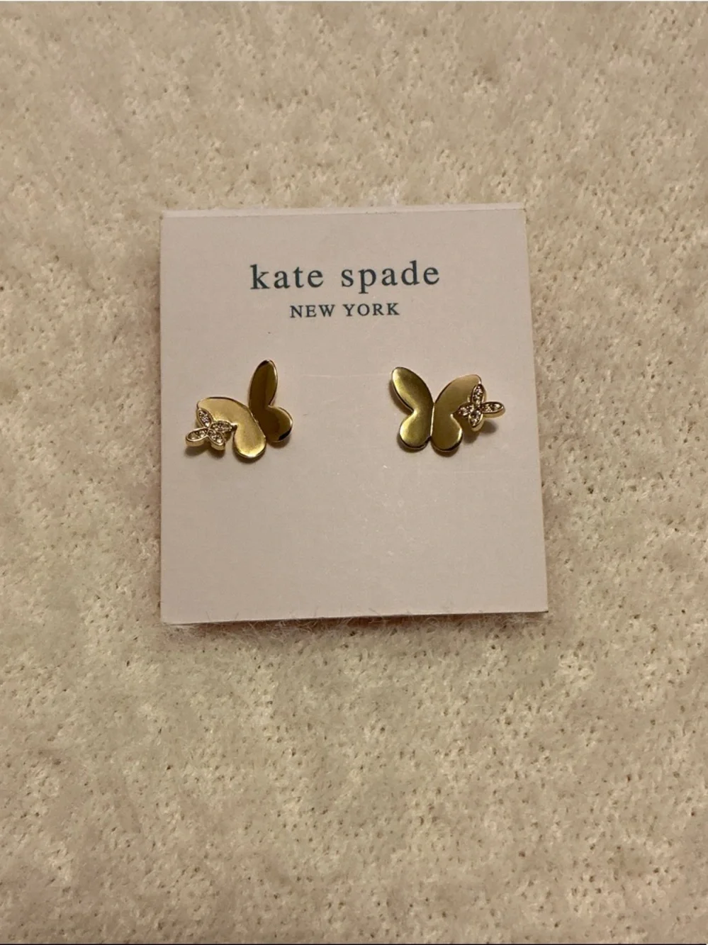 kate spade Gold-tone Butterfly Stud Earrings with Crystal Accent
